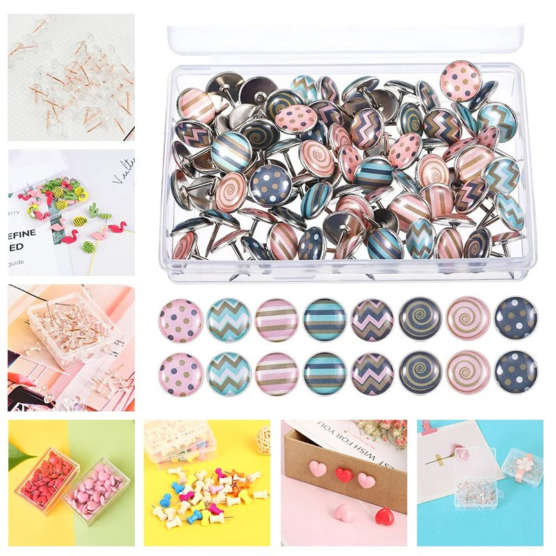 30-100 vnt/sl. Spalvoti segtukai Smeigtukai Žemėlapis Smeigtukai Kamštinė lenta Smeigtukai Kanceliarinės prekės Mygtukai Smeigtukai Biuro reikmenys