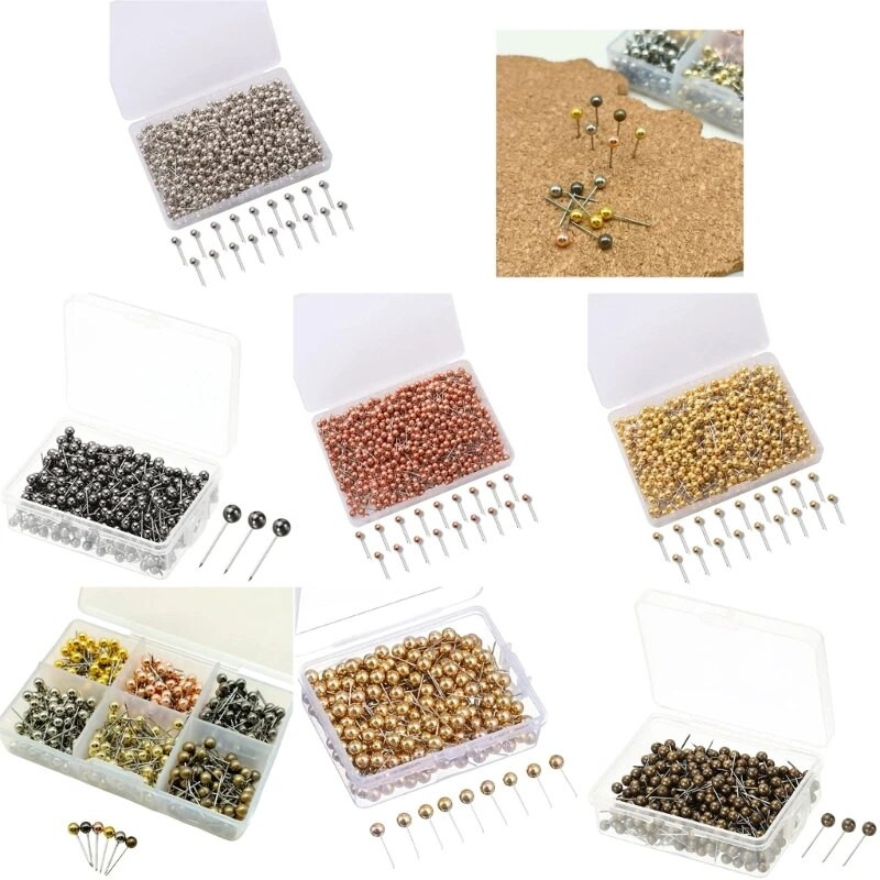 480/500Pcs Μεταλλικές καρφίτσες ώθησης σε σχήμα μπάλας Pushpin Μεταλλική καρφίτσα χάρτη, καρφίτσες ραπτικής