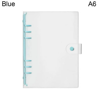 A5 A6 caurspīdīga PVC brīvo lapu piezīmjdatora vāka mape Macaron krāsu 6 gredzenveida sējmašīna Dienasgrāmatas žurnālu plānotājs Skolas rakstāmpiederumi