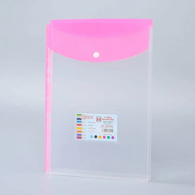 Α4 Επεκτάσιμο βιβλιοδέτη 11 οπών Φάκελος πλαστικός φάκελος βιβλιοδετικό θήκη εγγράφων τσέπης με ετικέτα κουμπιού κουμπώματος με χαλαρό φύλλο διαφανές