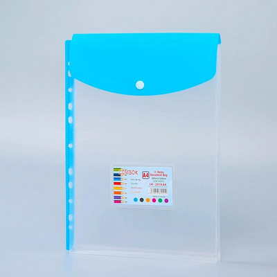 Α4 Επεκτάσιμο βιβλιοδέτη 11 οπών Φάκελος πλαστικός φάκελος βιβλιοδετικό θήκη εγγράφων τσέπης με ετικέτα κουμπιού κουμπώματος με χαλαρό φύλλο διαφανές