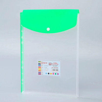 Α4 Επεκτάσιμο βιβλιοδέτη 11 οπών Φάκελος πλαστικός φάκελος βιβλιοδετικό θήκη εγγράφων τσέπης με ετικέτα κουμπιού κουμπώματος με χαλαρό φύλλο διαφανές