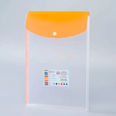 Α4 Επεκτάσιμο βιβλιοδέτη 11 οπών Φάκελος πλαστικός φάκελος βιβλιοδετικό θήκη εγγράφων τσέπης με ετικέτα κουμπιού κουμπώματος με χαλαρό φύλλο διαφανές