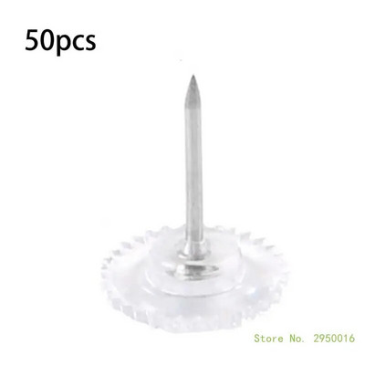 50/100 tükki hammasrattakujulised surunõelad Lameda peaga kaarditihvtid Läbipaistvad tihvtid korkplaadi jaoks, läbipaistvad õmblusnõelad kangaõmblemiseks