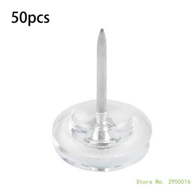 50/100 tükki hammasrattakujulised surunõelad Lameda peaga kaarditihvtid Läbipaistvad tihvtid korkplaadi jaoks, läbipaistvad õmblusnõelad kangaõmblemiseks
