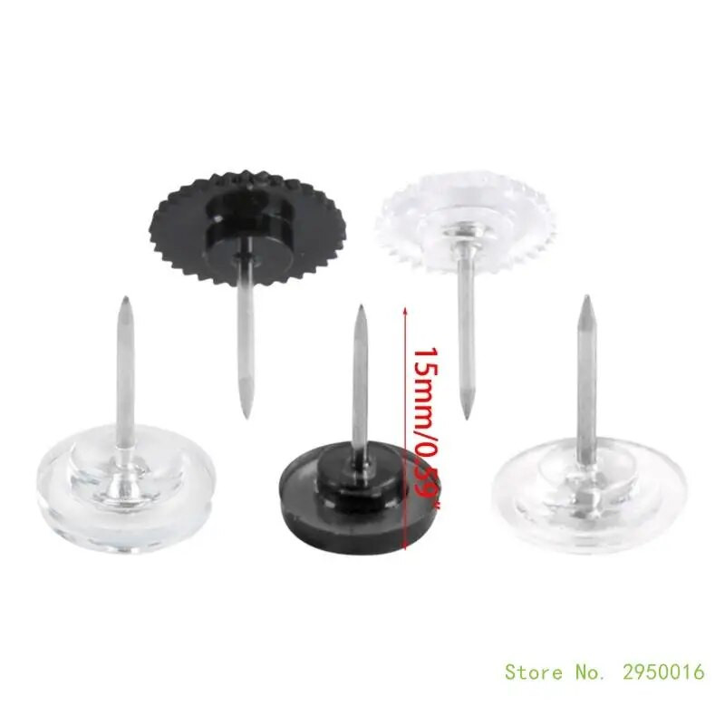 50/100 tükki hammasrattakujulised surunõelad Lameda peaga kaarditihvtid Läbipaistvad tihvtid korkplaadi jaoks, läbipaistvad õmblusnõelad kangaõmblemiseks