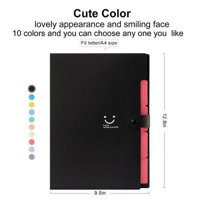 A4-formaadis mitmekihiline kausta nupp failikott failikott kommivärvi viie ruudustikuga oreli kott, suure mahutavusega Korea lihtsad kontoritarbed