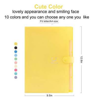 A4-formaadis mitmekihiline kausta nupp failikott failikott kommivärvi viie ruudustikuga oreli kott, suure mahutavusega Korea lihtsad kontoritarbed