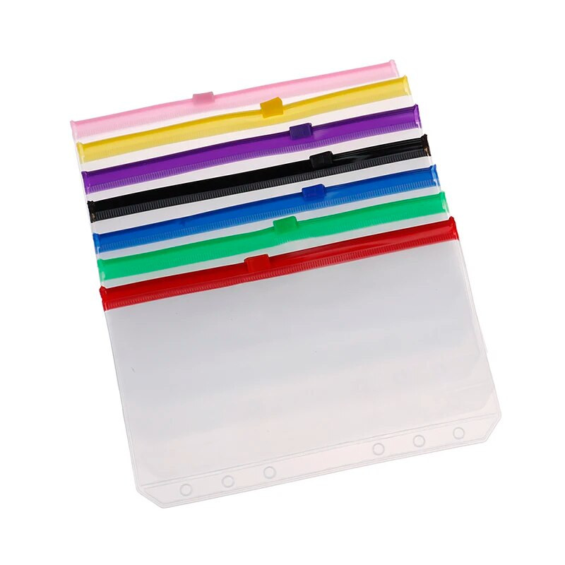 4gab A6 6 caurumu iesiešanas kabatas Ūdensnecaurlaidīgas PVC aploksnes Rāvējslēdzēja iesiešanas maisiņi Ceļotāju piezīmju grāmatiņas organizators