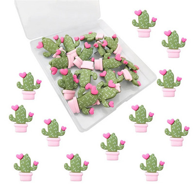 15 bucăți ace decorative pentru desen de cactus, rechizite de birou, ace Kawaii, știfturi din rășină, cactus, știfturi drăguțe pentru plăci de plută