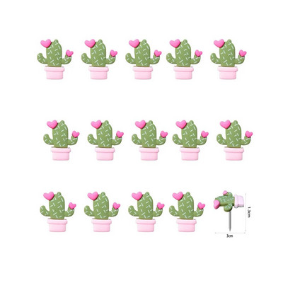 15 tk kaktuse dekoratiivsed joonistusnõelad Kontoritarbed Kawaii nööpnõelad vaigust kaktuse nööpnõelad Armsad korgitahvlite surunõelad