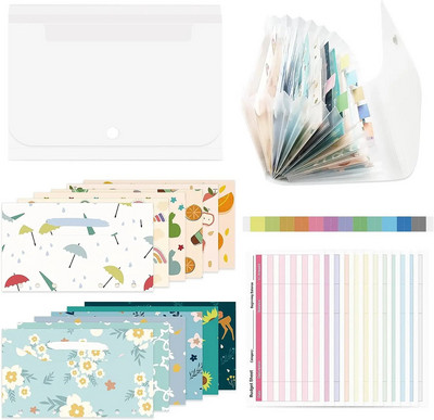 12 gab skaidras naudas budžeta aplokšņu sistēma, aplokšņu mape atkārtoti lietojama 13 kabatām plastmasas organizatora maciņš budžeta plānošanai un naudas taupīšanai