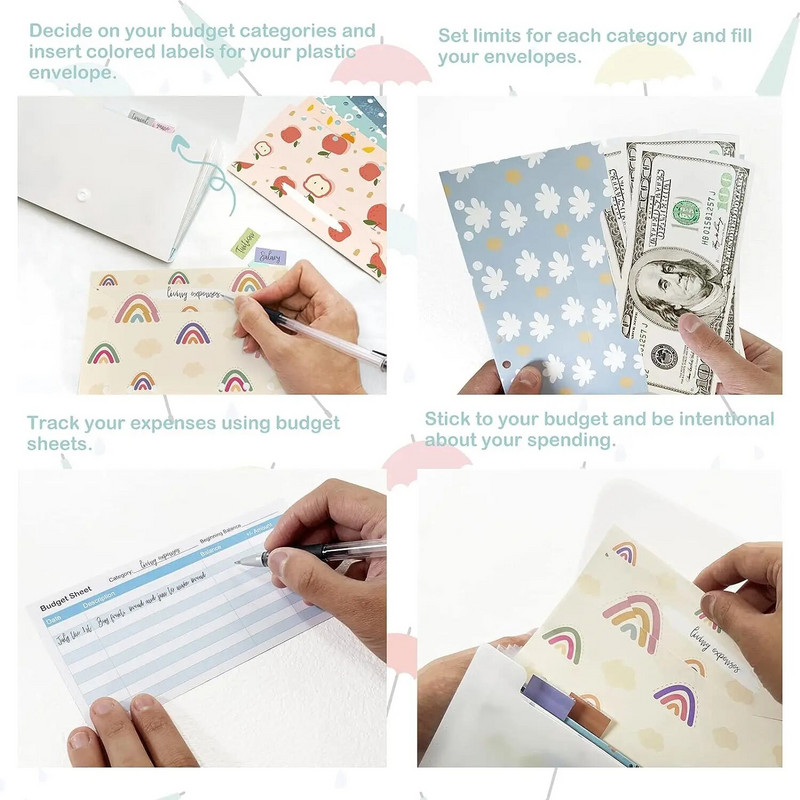 12 gab skaidras naudas budžeta aplokšņu sistēma, aplokšņu mape atkārtoti lietojama 13 kabatām plastmasas organizatora maciņš budžeta plānošanai un naudas taupīšanai