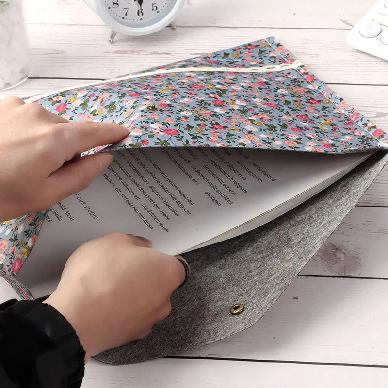 Ziedu mežģīnes A4 dokumentu maisiņš Dokumentu maisiņš Mape Kancelejas preču kartotēka Ražošanas organizatora soma Skolas Biroja kanvas filca failu portfelis