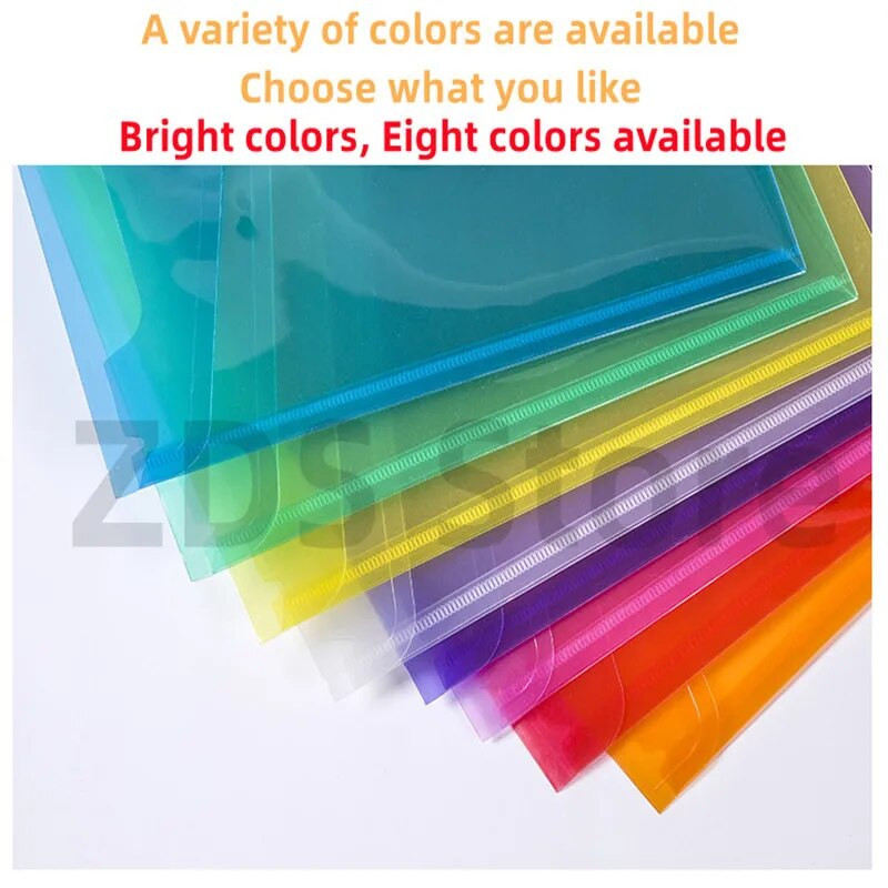 A4 10 gab. Plastmasas pogu failu mape Studentu pārbaudes papīra glabāšanas maisiņš dokumentu organizatoram