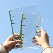 Creative A5 A6 caurredzama PVC brīvo lapu piezīmjdatora vāka mape Macaron krāsu 6 gredzenu iesiešanas žurnālu plānotājs Skolas rakstāmpiederumi