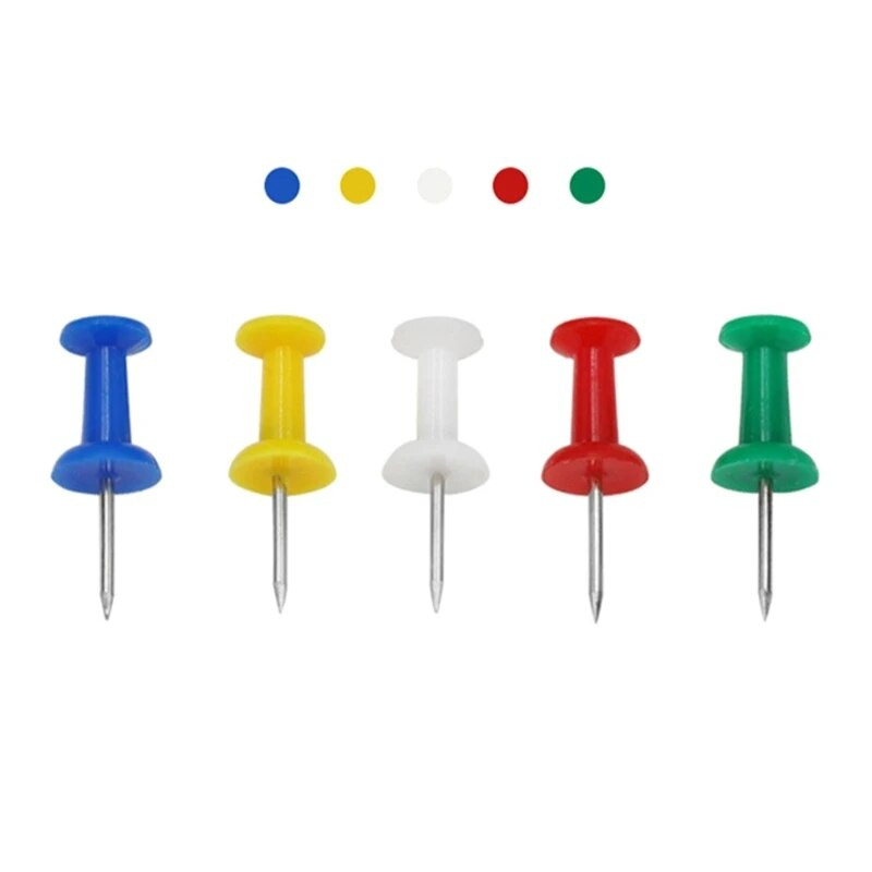 Daudzkrāsainas piespraudes, 100 paka krāsainas kartes spraudītes ar metāla punktiem ziņojumu dēļam, auduma marķējums, attēlu pakarināšana