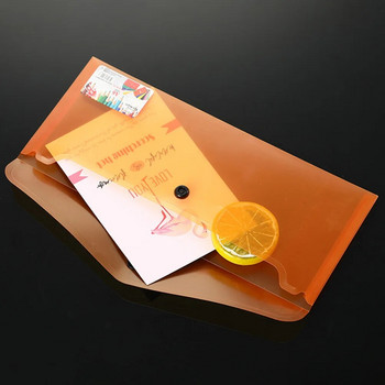 6 бр. Цветни пликове Пластмасова чанта за документи A4 Прозрачни папки Цветни студентски аксесоари Бутон
