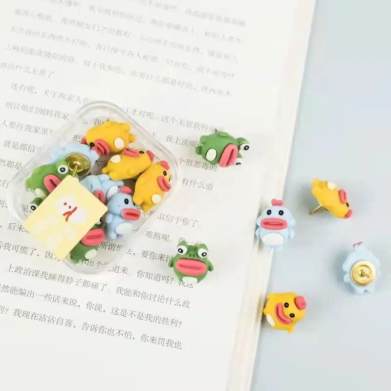 6 τεμ./Κουτί Χαριτωμένο βάτραχος διακοσμητικές πινέζες από φελλό σανίδα ώθησης για σχολικά είδη γραφείου