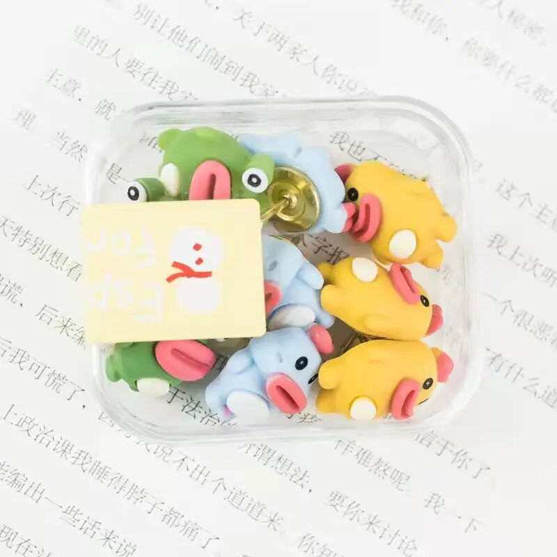 6 τεμ./Κουτί Χαριτωμένο βάτραχος διακοσμητικές πινέζες από φελλό σανίδα ώθησης για σχολικά είδη γραφείου