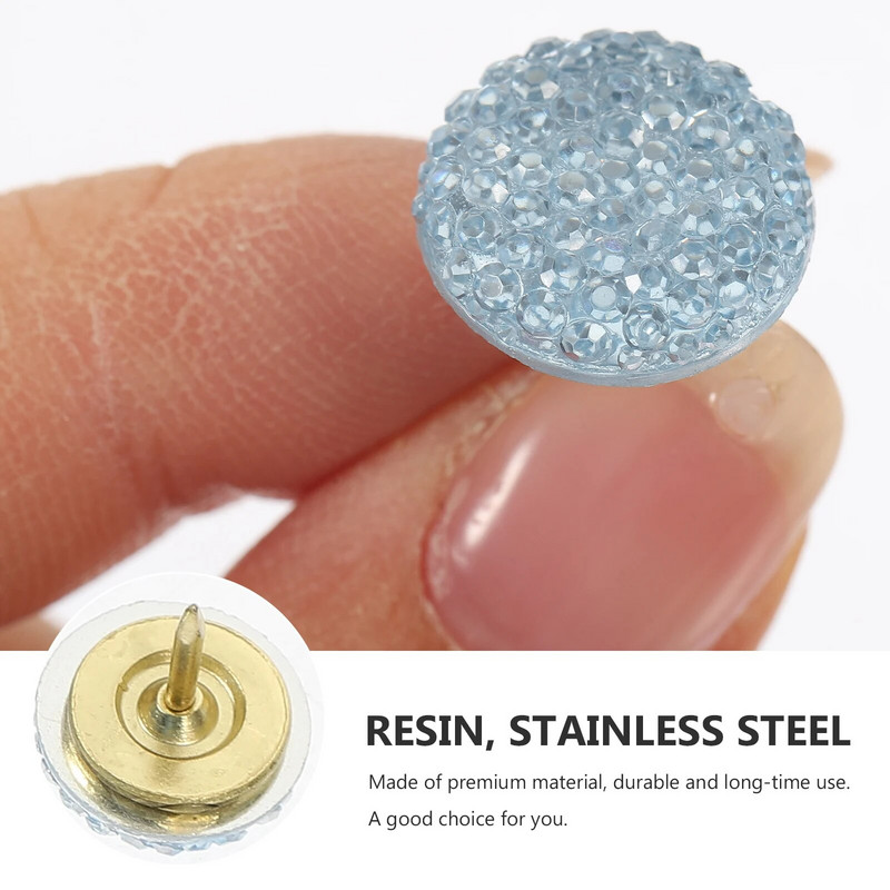 15 τμχ Αξεσουάρ σανίδας από φελλό στρας Push Στρογγυλή κεφαλή σανίδα με διαμάντι καραμέλα Push pin Αντικαθιστώμενες λαβές αντίχειρα για Δελτίο πίνακα