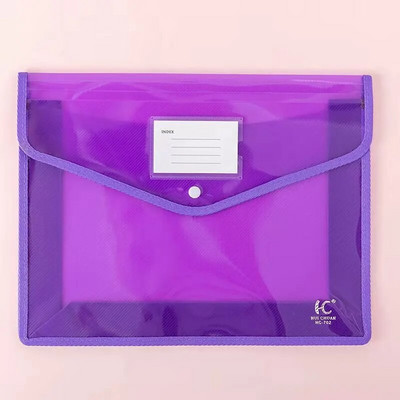 Διαφανής ελαφριά τσάντα αρχείων A4 Φορητή αδιάβροχη θήκη εγγράφων με κουμπί μεγάλης χωρητικότητας Σχολικό δοκιμαστικό χαρτί αποθήκευσης