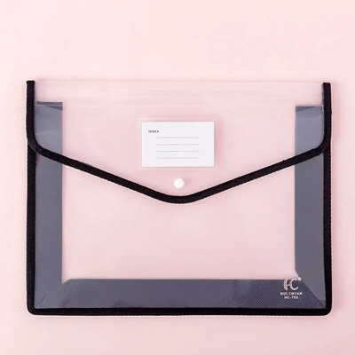 Διαφανής ελαφριά τσάντα αρχείων A4 Φορητή αδιάβροχη θήκη εγγράφων με κουμπί μεγάλης χωρητικότητας Σχολικό δοκιμαστικό χαρτί αποθήκευσης