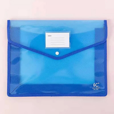 Διαφανής ελαφριά τσάντα αρχείων A4 Φορητή αδιάβροχη θήκη εγγράφων με κουμπί μεγάλης χωρητικότητας Σχολικό δοκιμαστικό χαρτί αποθήκευσης