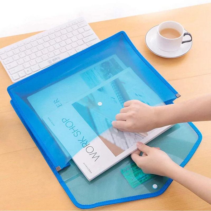 Διαφανής ελαφριά τσάντα αρχείων A4 Φορητή αδιάβροχη θήκη εγγράφων με κουμπί μεγάλης χωρητικότητας Σχολικό δοκιμαστικό χαρτί αποθήκευσης
