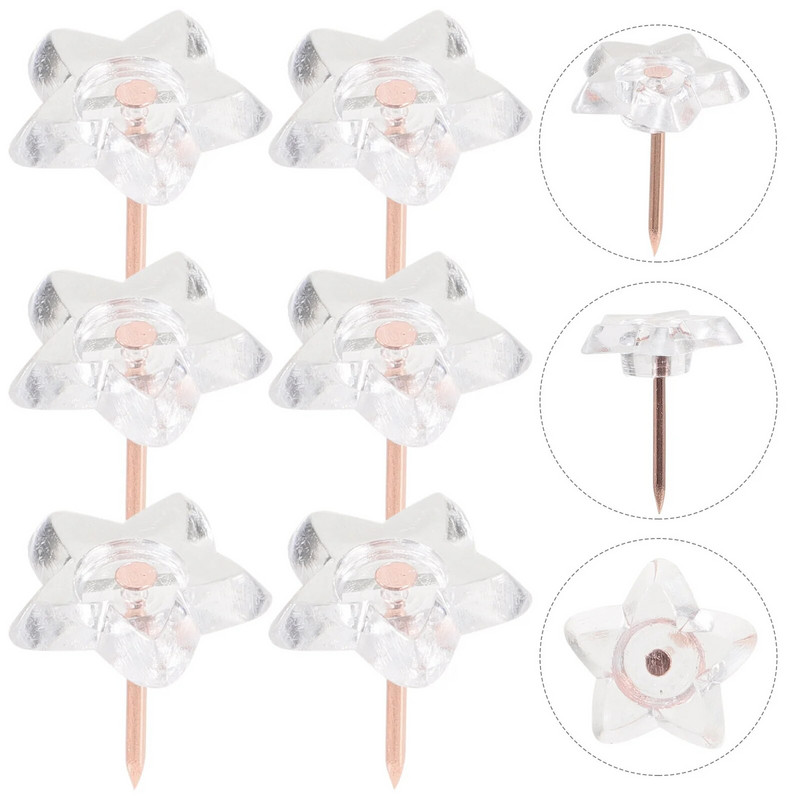 100 τμχ Πινέζες σε σχήμα αστεριού Πινέζες οικιακής χρήσης Πινέζες πολλαπλών λειτουργιών Creative Thumbtack