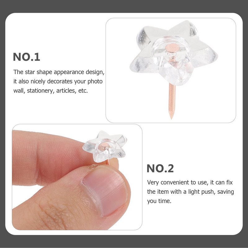 100 τμχ Πινέζες σε σχήμα αστεριού Πινέζες οικιακής χρήσης Πινέζες πολλαπλών λειτουργιών Creative Thumbtack