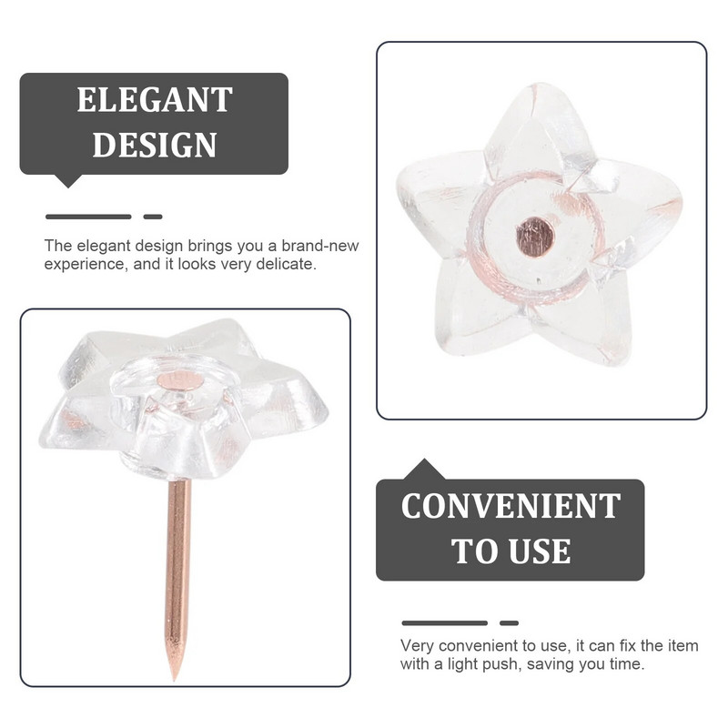 100 τμχ Πινέζες σε σχήμα αστεριού Πινέζες οικιακής χρήσης Πινέζες πολλαπλών λειτουργιών Creative Thumbtack