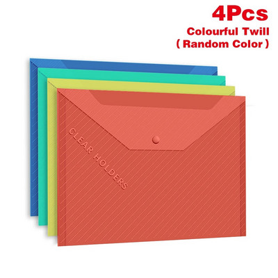 4 kom A4 torba za datoteke Prozirna, zadebljana, džepna mapa s gumbima i velikim kapacitetom, Studentski uredski pribor, testna papirna torba za pohranu datoteka