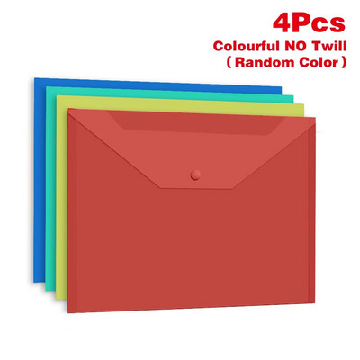 4 kom A4 torba za datoteke Prozirna, zadebljana, džepna mapa s gumbima i velikim kapacitetom, Studentski uredski pribor, testna papirna torba za pohranu datoteka