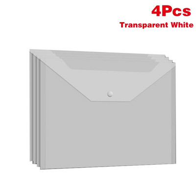 4 kom A4 torba za datoteke Prozirna, zadebljana, džepna mapa s gumbima i velikim kapacitetom, Studentski uredski pribor, testna papirna torba za pohranu datoteka