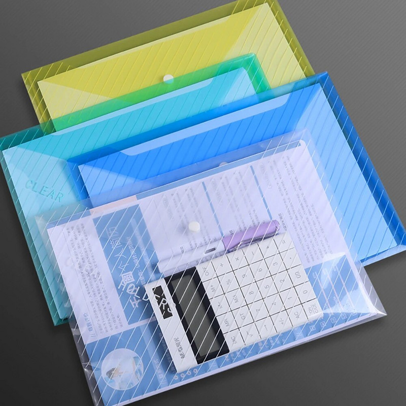 4 kom A4 torba za datoteke Prozirna, zadebljana, džepna mapa s gumbima i velikim kapacitetom, Studentski uredski pribor, testna papirna torba za pohranu datoteka
