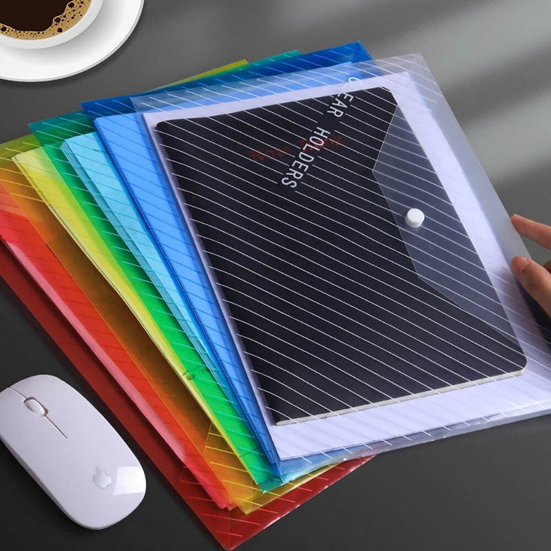 4 kom A4 torba za datoteke Prozirna, zadebljana, džepna mapa s gumbima i velikim kapacitetom, Studentski uredski pribor, testna papirna torba za pohranu datoteka