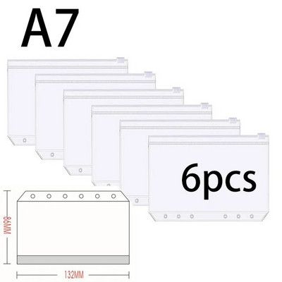 Vrecká na voľné listy so zipsom A5 A6 A7, 6 otvorov, vrecká do zakladača, plastový zakladač, zipsové priečinky, vodotesné dokumenty, zápisníky, karty
