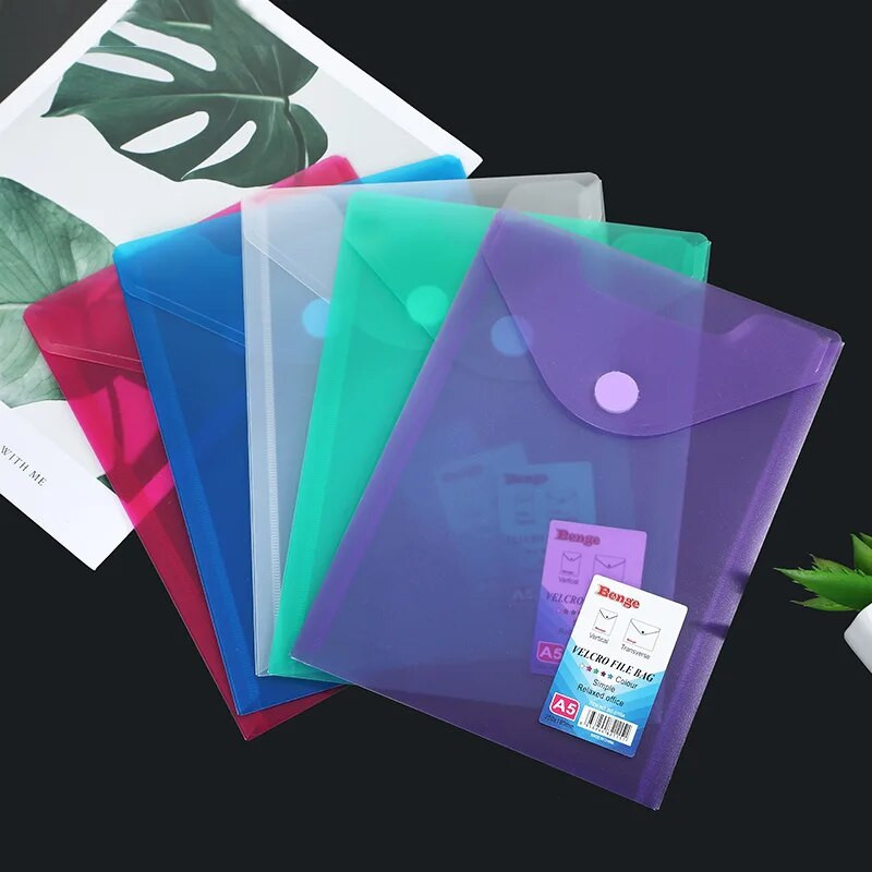 A5 horisontaalne ja vertikaalne kontori jäätunud kleepkott Lihtne värviline läbipaistev veekindel plastikust andmekoti hoiukoht