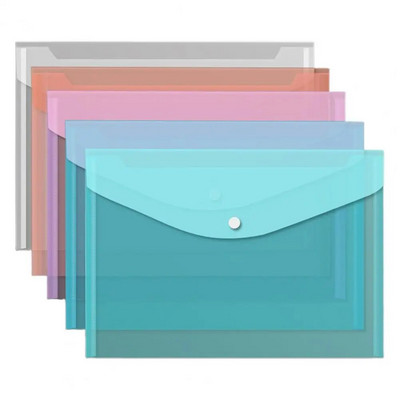 5kom prozirne mape za dokumente A4 torbe za pohranu džepne vodootporne plastične držače za datoteke otporne na prašinu ured školska organizacija