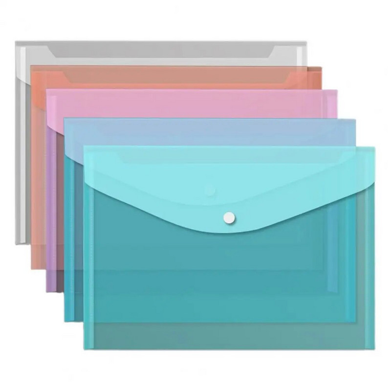 5kom prozirne mape za dokumente A4 torbe za pohranu džepne vodootporne plastične držače za datoteke otporne na prašinu ured školska organizacija