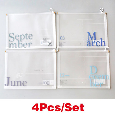 4 bucăți/set A4 dosar transparent pentru buzunare dosar cu fermoar geantă pentru dosar pentru notebook husă impermeabilă saci de arhivare documente