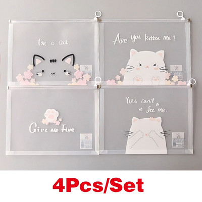 4 bucăți/set A4 dosar transparent pentru buzunare dosar cu fermoar geantă pentru dosar pentru notebook husă impermeabilă saci de arhivare documente