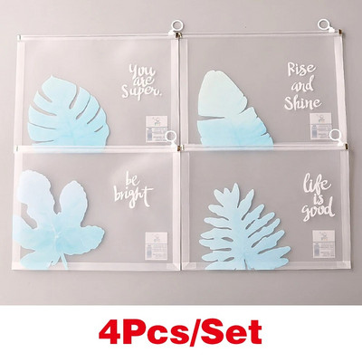 4 bucăți/set A4 dosar transparent pentru buzunare dosar cu fermoar geantă pentru dosar pentru notebook husă impermeabilă saci de arhivare documente