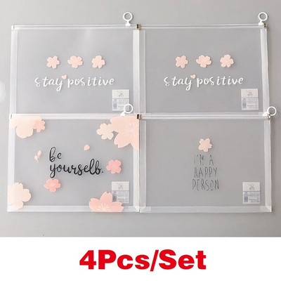 4 bucăți/set A4 dosar transparent pentru buzunare dosar cu fermoar geantă pentru dosar pentru notebook husă impermeabilă saci de arhivare documente