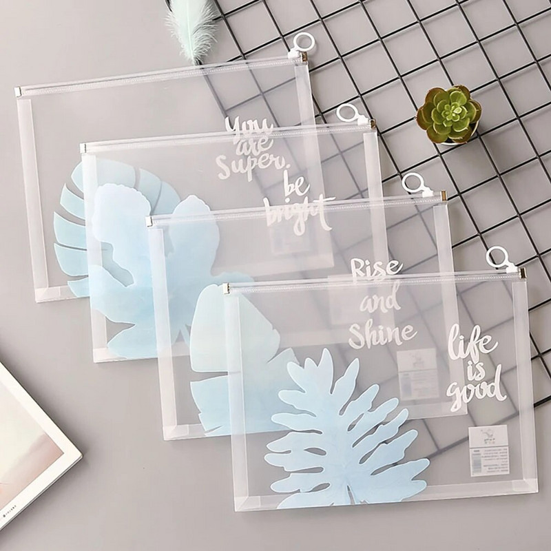 4 ks/sada priehľadných vreciek na zakladač A4, priehľadné vrecko na zips, vodotesné vrecko na dokumenty, zakladacie vrecká na dokumenty