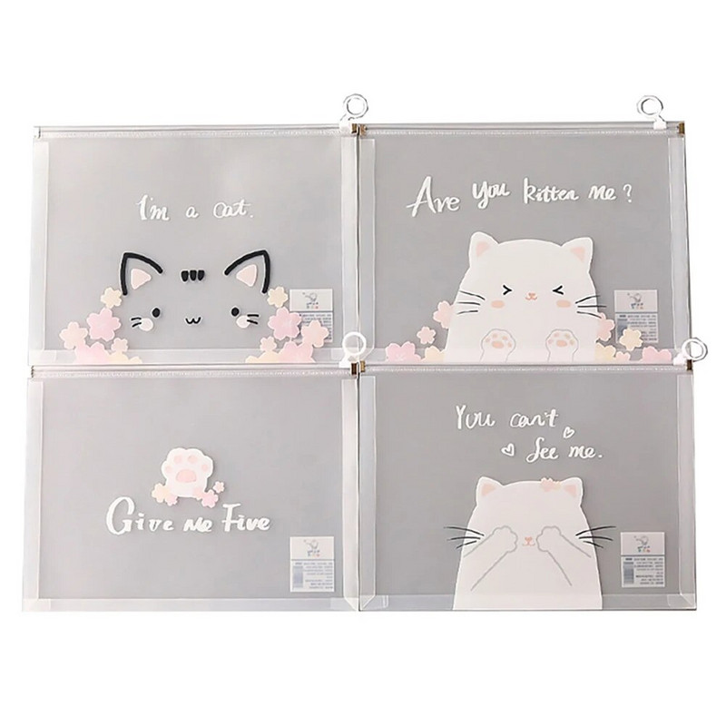 4 ks/sada priehľadných vreciek na zakladač A4, priehľadné vrecko na zips, vodotesné vrecko na dokumenty, zakladacie vrecká na dokumenty