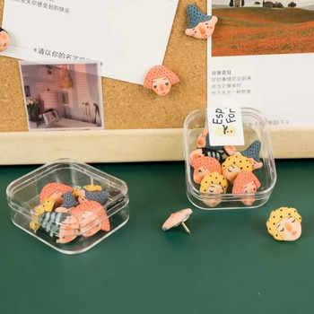 10 бр./компл. лунички във формата на глава Thumb Tack Пластмасови цветни игли за момче и момиче Thumbtacks Офис ученически пособия
