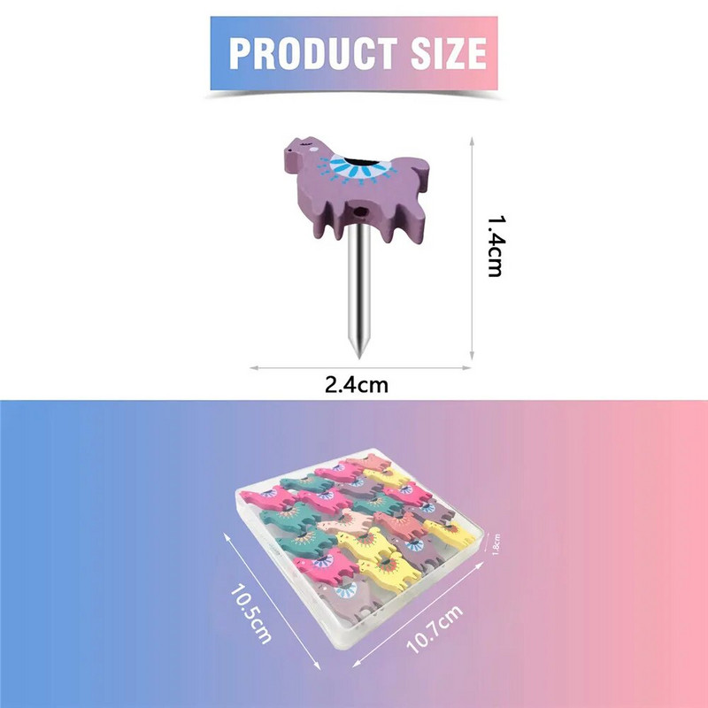 20gab/iepakojumā Jauki krāsaini piespraušanas piespraudes Biroja fotokartes Sienas kniedes Piespraudes Spraudītes Skolas klases biroja piederumi