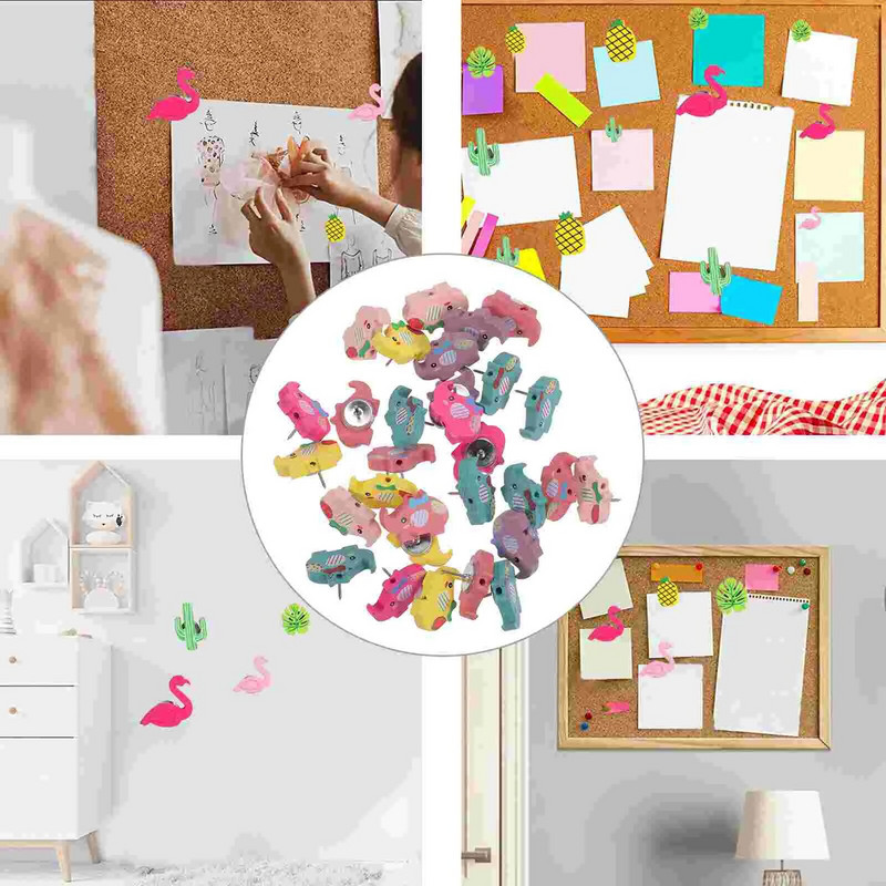 30 gab. Koka spiedpogas īkšķi Jauki piespraudes piespraudes foto piezīmei sienas piezīmes mājas biroja piederumiem